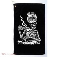Coffee Drinking Skeleton Lazy DIY Halloween Costume Golf Towel thumb 0