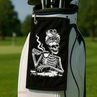 Coffee Drinking Skeleton Lazy DIY Halloween Costume Golf Towel thumb 2