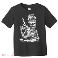 Coffee Drinking Skeleton Lazy DIY Halloween Costume Toddler T-Shirt thumb 0