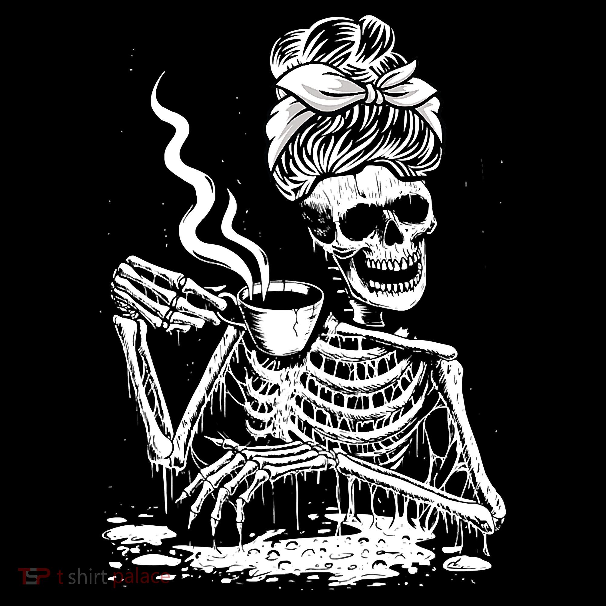 Coffee Drinking Skeleton Lazy DIY Halloween Costume Toddler T-Shirt