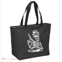 Coffee Drinking Skeleton Lazy DIY Halloween Costume Tote Bag thumb 2