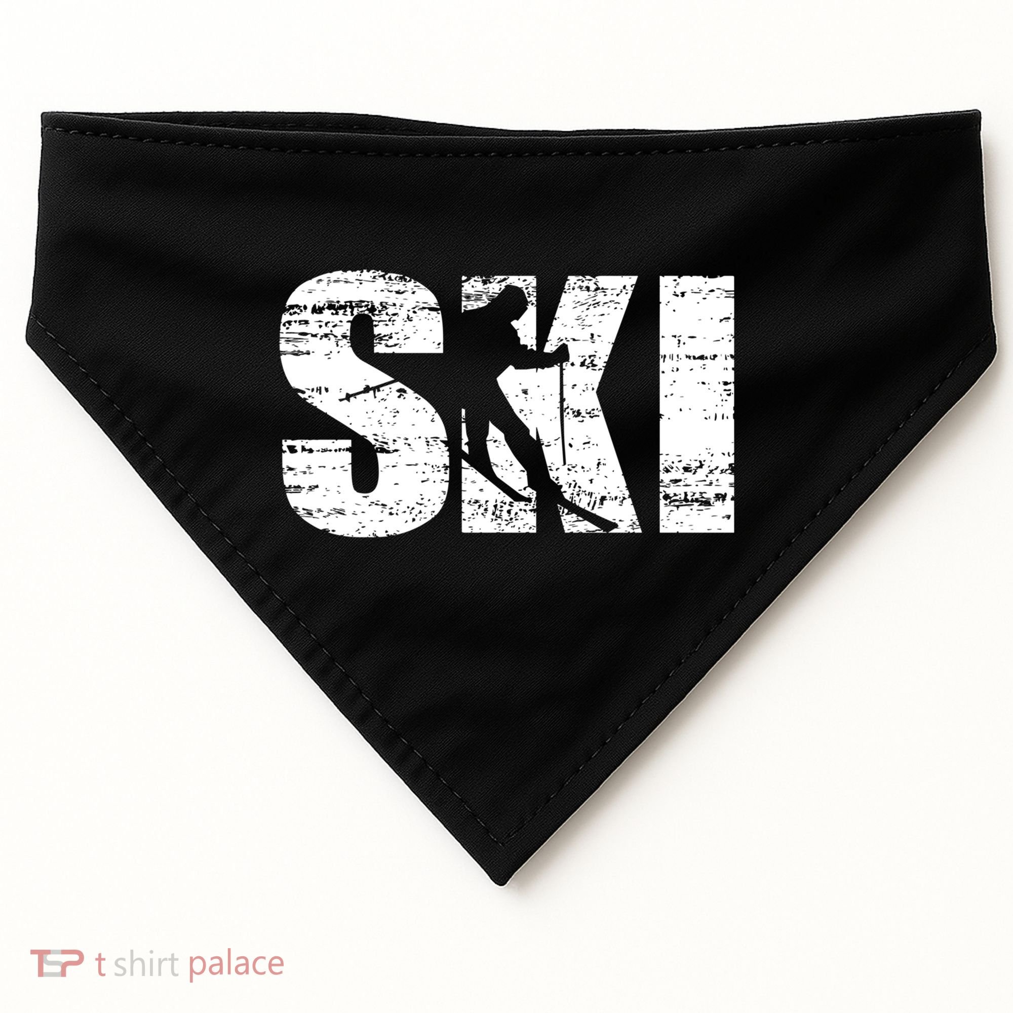 Cool Distressed Skiing Cute Gift For Skiers USA-Made Doggie Bandana