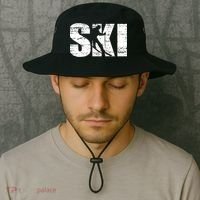 Cool Distressed Skiing Cute Gift For Skiers Bucket Hat thumb 2