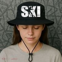 Cool Distressed Skiing Cute Gift For Skiers Bucket Hat thumb 3