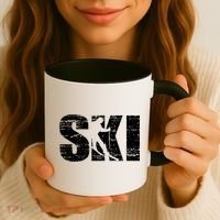 Cool Distressed Skiing Cute Gift For Skiers Coffee Mug thumb 3