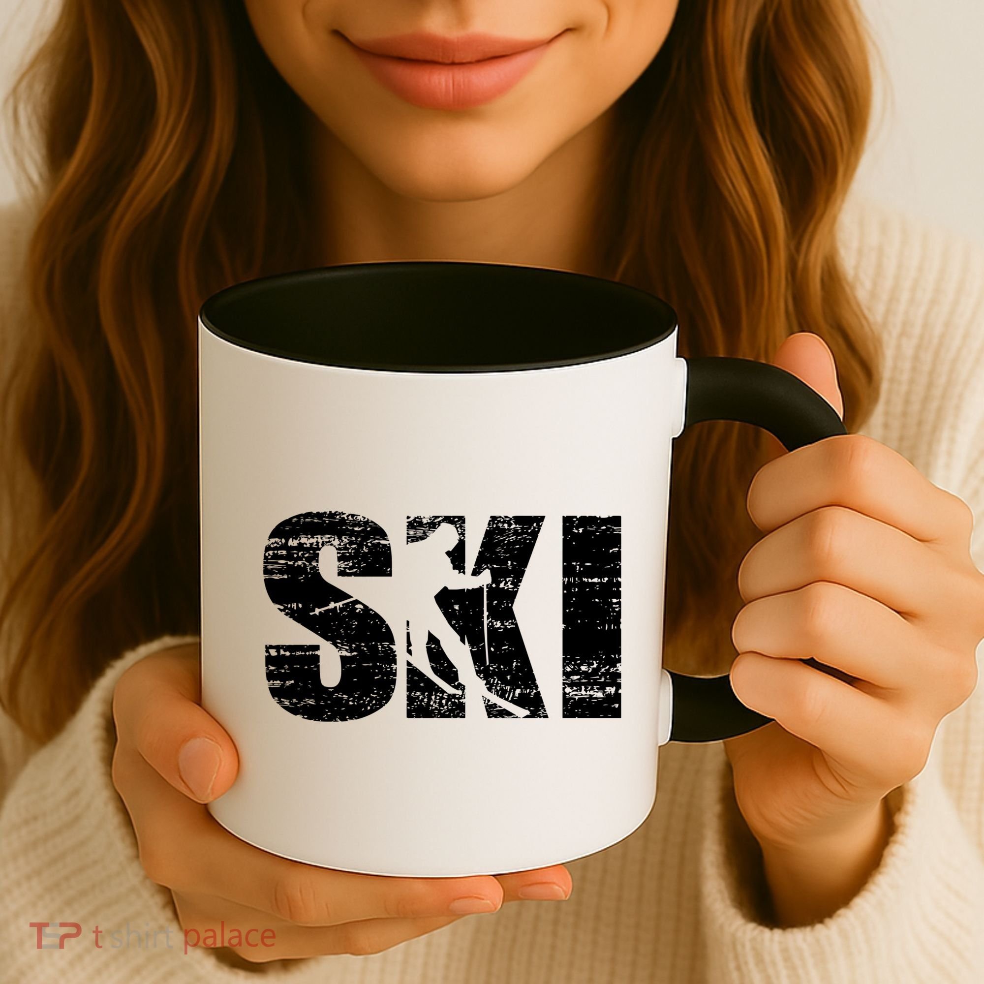 Cool Distressed Skiing Cute Gift For Skiers Coffee Mug