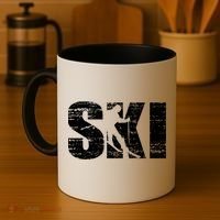 Cool Distressed Skiing Cute Gift For Skiers Coffee Mug thumb 4