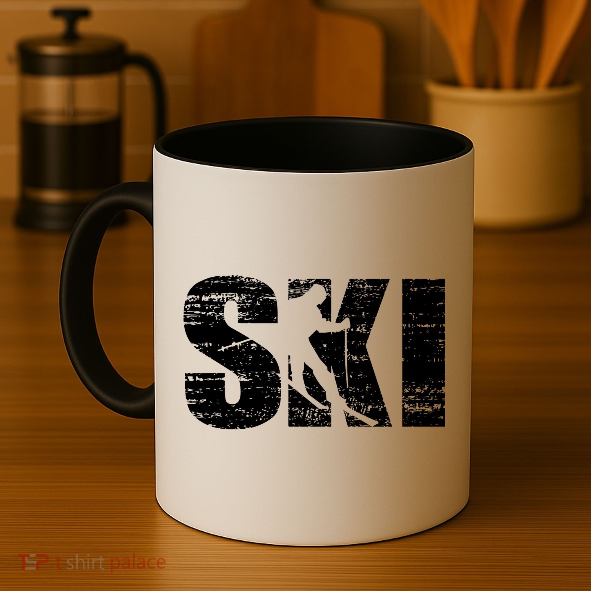 Cool Distressed Skiing Cute Gift For Skiers Coffee Mug