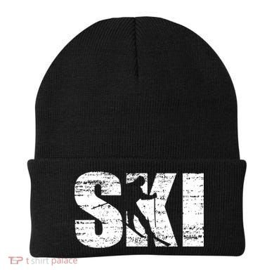 Cool Distressed Skiing Cute Gift For Skiers Beanie