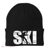 Cool Distressed Skiing Cute Gift For Skiers Beanie thumb 0
