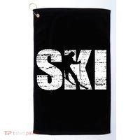 Cool Distressed Skiing Cute Gift For Skiers Golf Towel thumb 0
