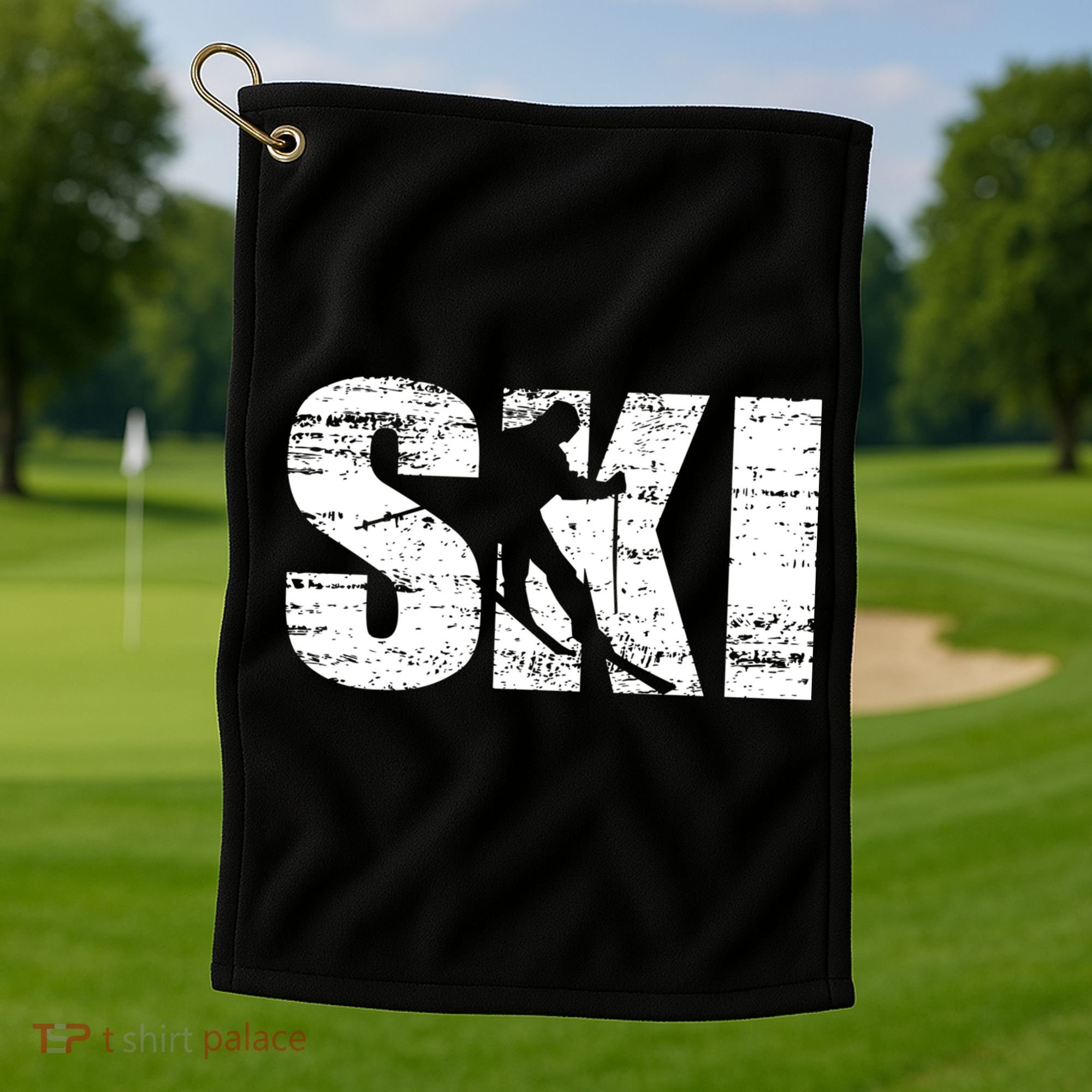 Cool Distressed Skiing Cute Gift For Skiers Golf Towel