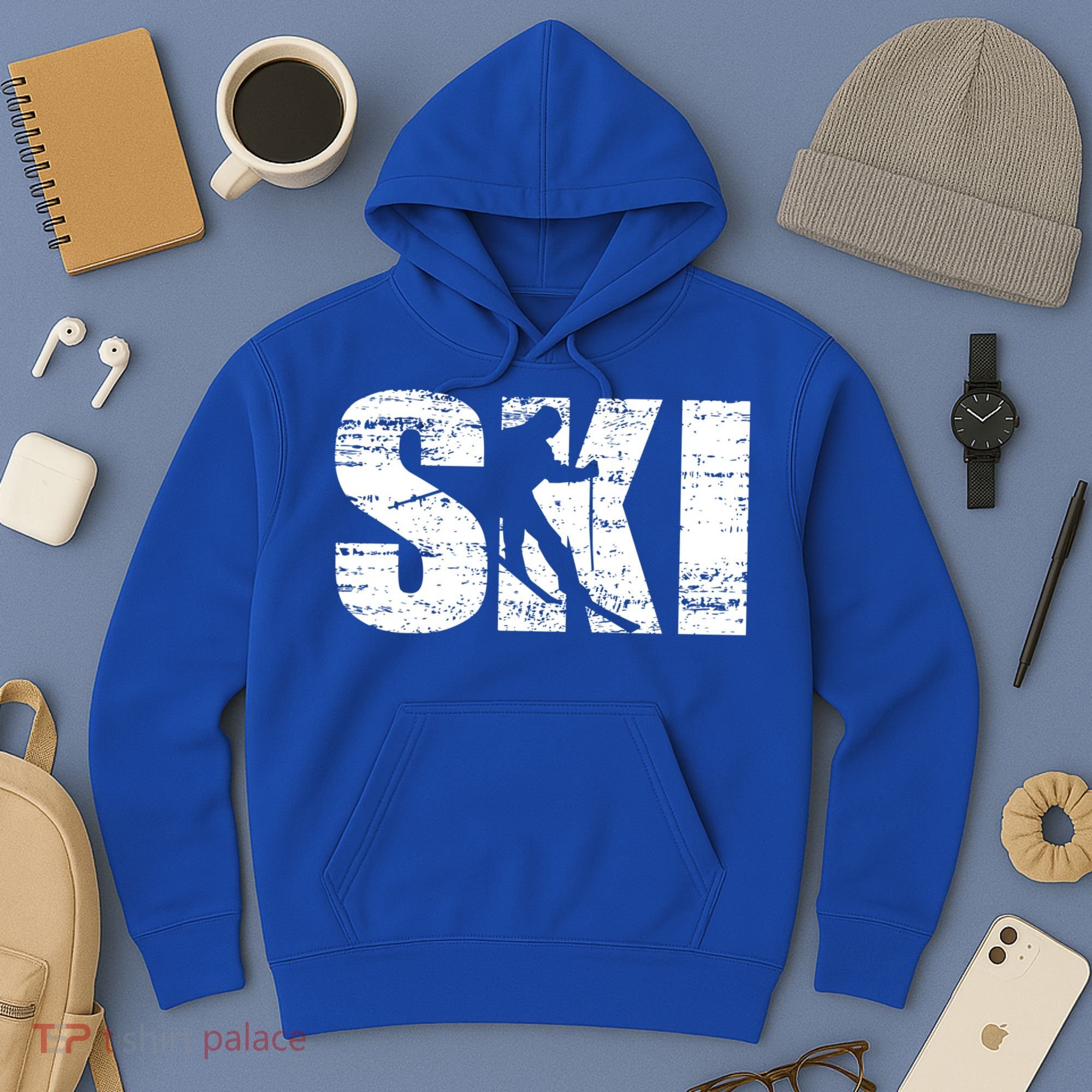 Cool Distressed Skiing Cute Gift For Skiers Hoodie