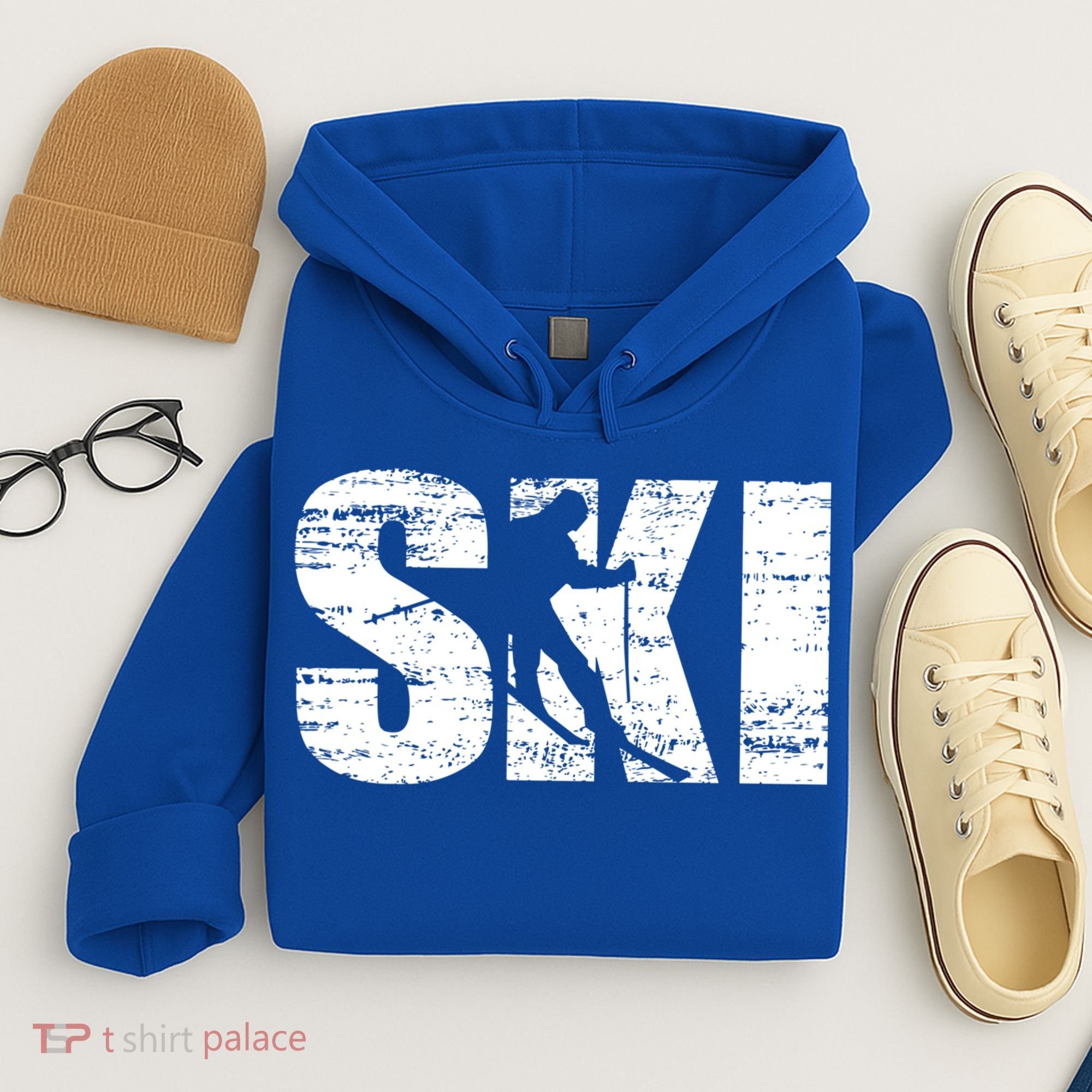 Cool Distressed Skiing Cute Gift For Skiers Hoodie