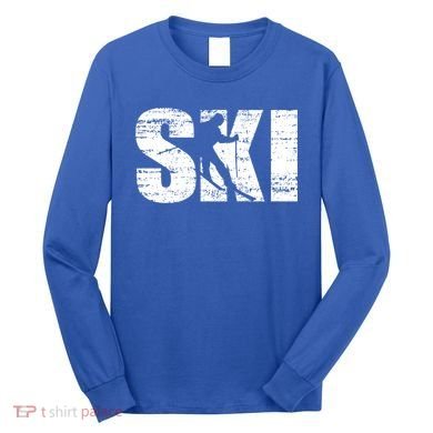 Cool Distressed Skiing Cute Gift For Skiers Long Sleeve Shirt
