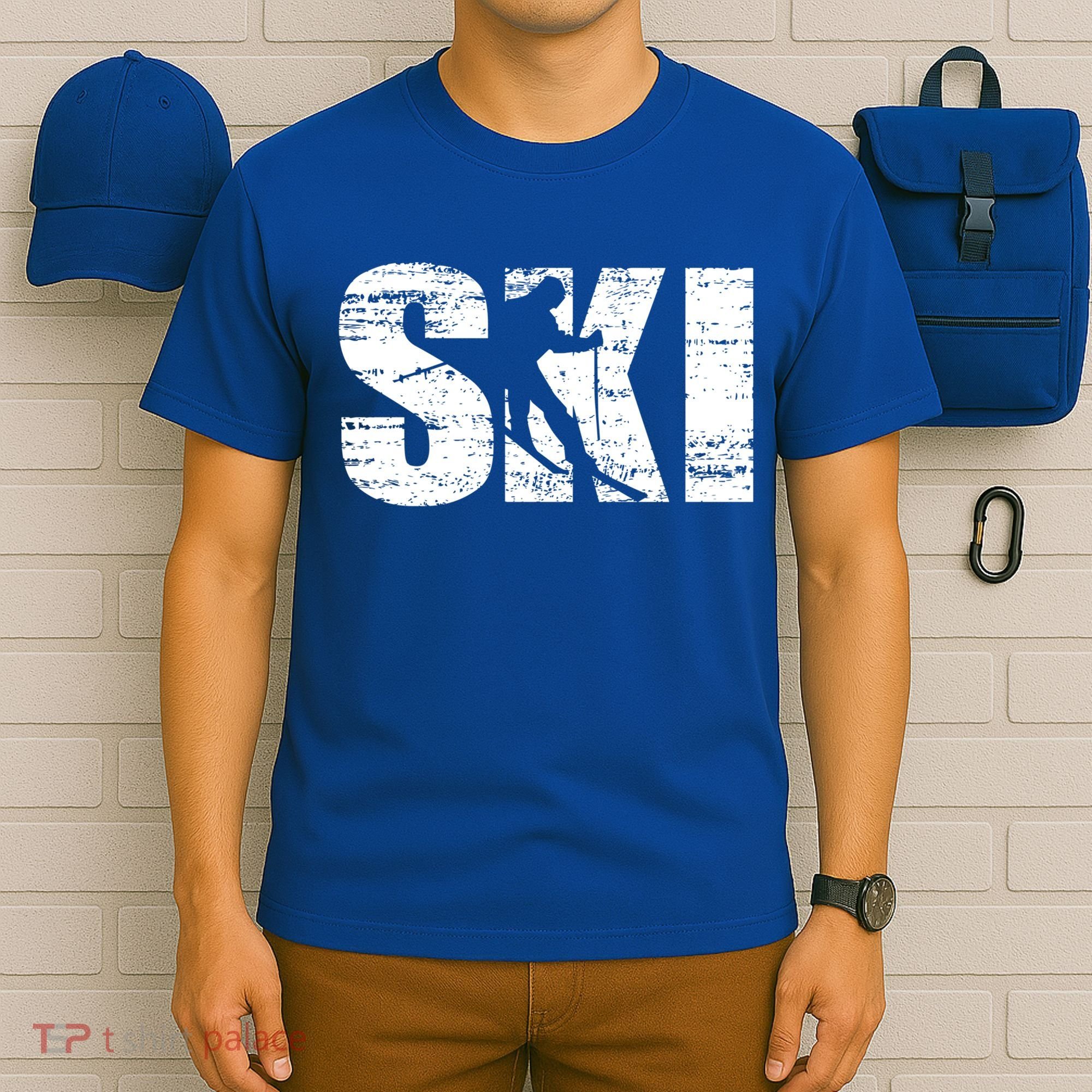 Cool Distressed Skiing Cute Gift For Skiers T-Shirt