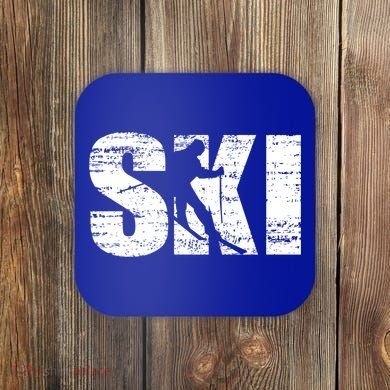 Cool Distressed Skiing Cute Gift For Skiers Coaster