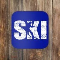 Cool Distressed Skiing Cute Gift For Skiers Coaster thumb 0