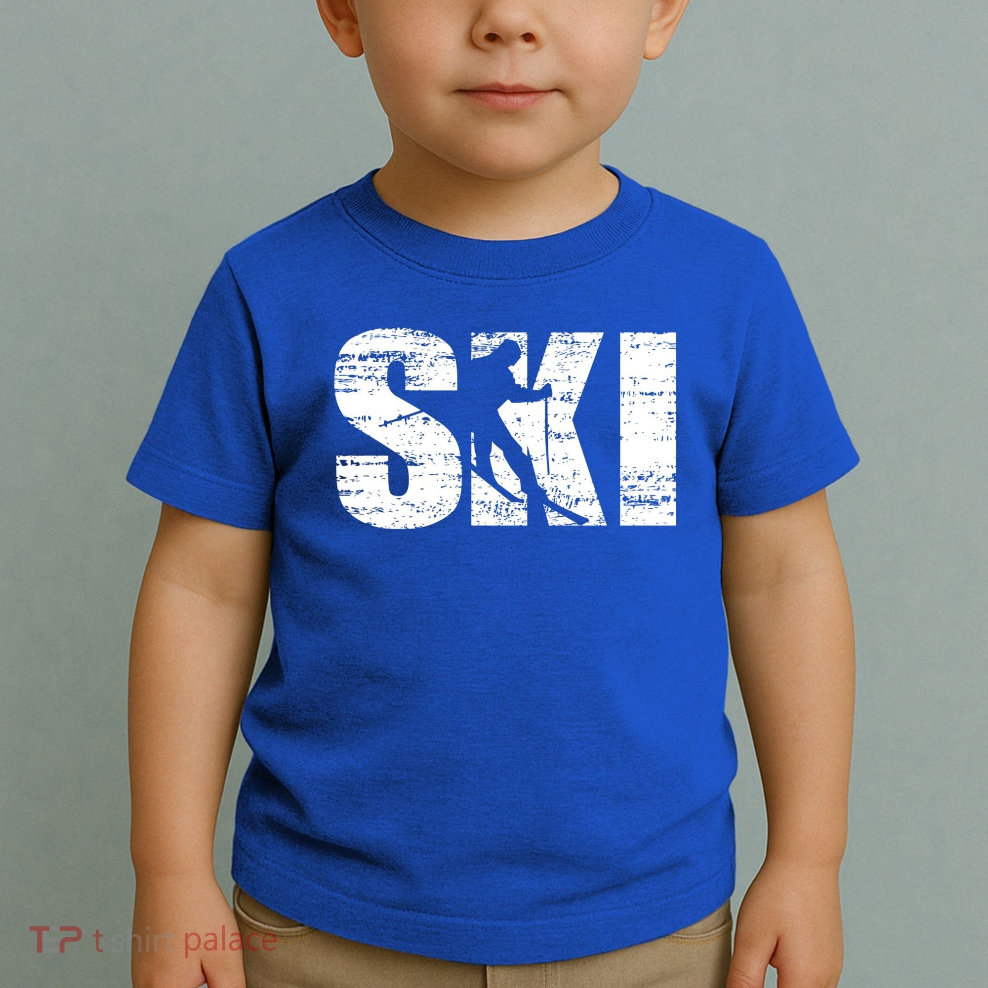 Cool Distressed Skiing Cute Gift For Skiers Toddler T-Shirt