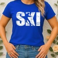 Cool Distressed Skiing Cute Gift For Skiers Women's T-Shirt thumb 2