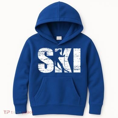 Cool Distressed Skiing Cute Gift For Skiers Kids Hoodie