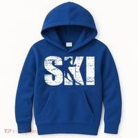 Cool Distressed Skiing Cute Gift For Skiers Kids Hoodie thumb 0