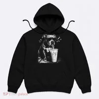 Cool Dog Sunglasses Drinking Ice Coffee Graphic Hoodie thumb 0