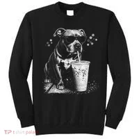 Cool Dog Sunglasses Drinking Ice Coffee Graphic Sweatshirt thumb 0