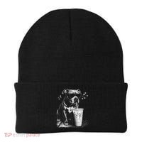 Cool Dog Sunglasses Drinking Ice Coffee Graphic Beanie thumb 0