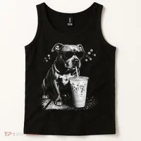 Cool Dog Sunglasses Drinking Ice Coffee Graphic Tank Top thumb 2