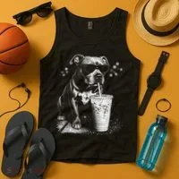 Cool Dog Sunglasses Drinking Ice Coffee Graphic Tank Top thumb 4