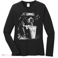 Cool Dog Sunglasses Drinking Ice Coffee Graphic Women's Long Sleeve Shirt thumb 0