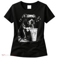 Cool Dog Sunglasses Drinking Ice Coffee Graphic Women's T-Shirt thumb 0