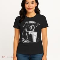 Cool Dog Sunglasses Drinking Ice Coffee Graphic Women's T-Shirt thumb 4