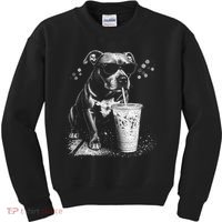 Cool Dog Sunglasses Drinking Ice Coffee Graphic Kids Sweatshirt thumb 0