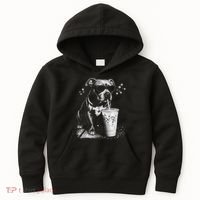 Cool Dog Sunglasses Drinking Ice Coffee Graphic Kids Hoodie thumb 0