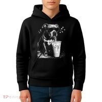 Cool Dog Sunglasses Drinking Ice Coffee Graphic Kids Hoodie thumb 4