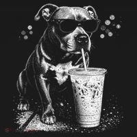 Cool Dog Sunglasses Drinking Ice Coffee Graphic Kids Long Sleeve Shirt thumb 2