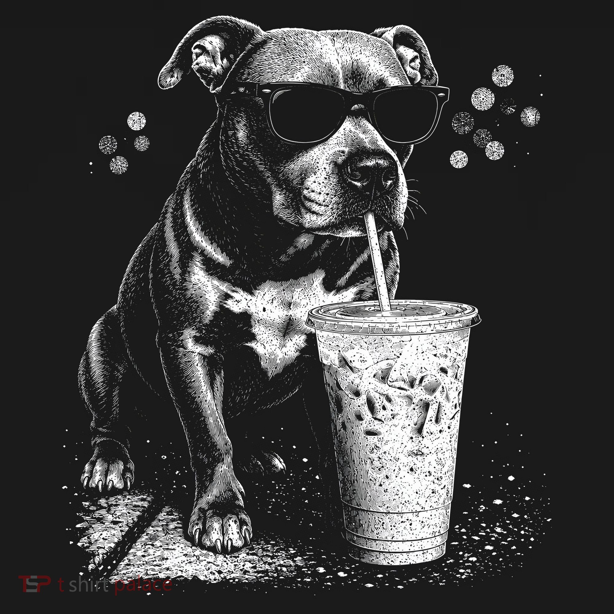 Cool Dog Sunglasses Drinking Ice Coffee Graphic Kids T-Shirt