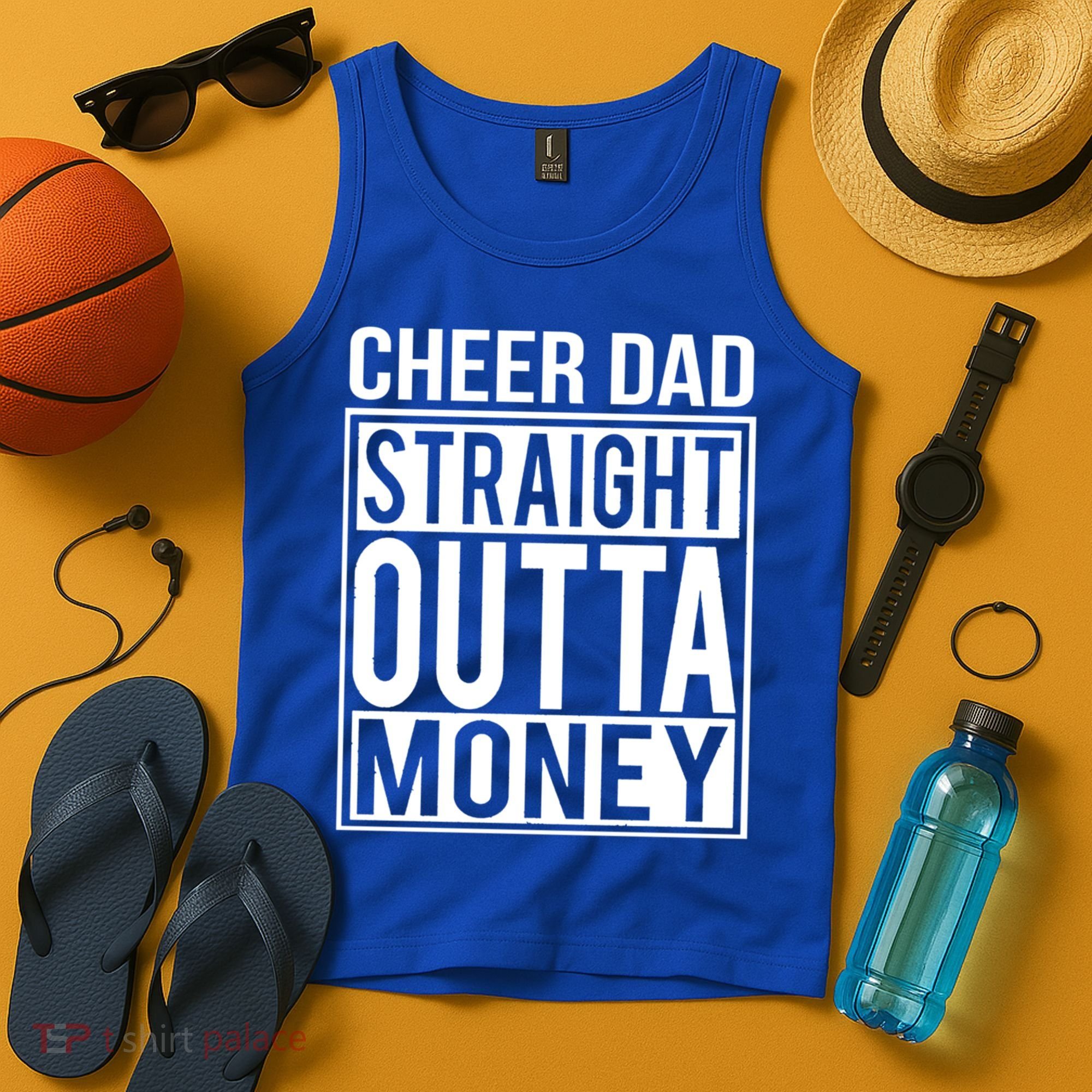 Cheer Dad Straight Outta Money Funny Cheer Coach Gift Tank Top