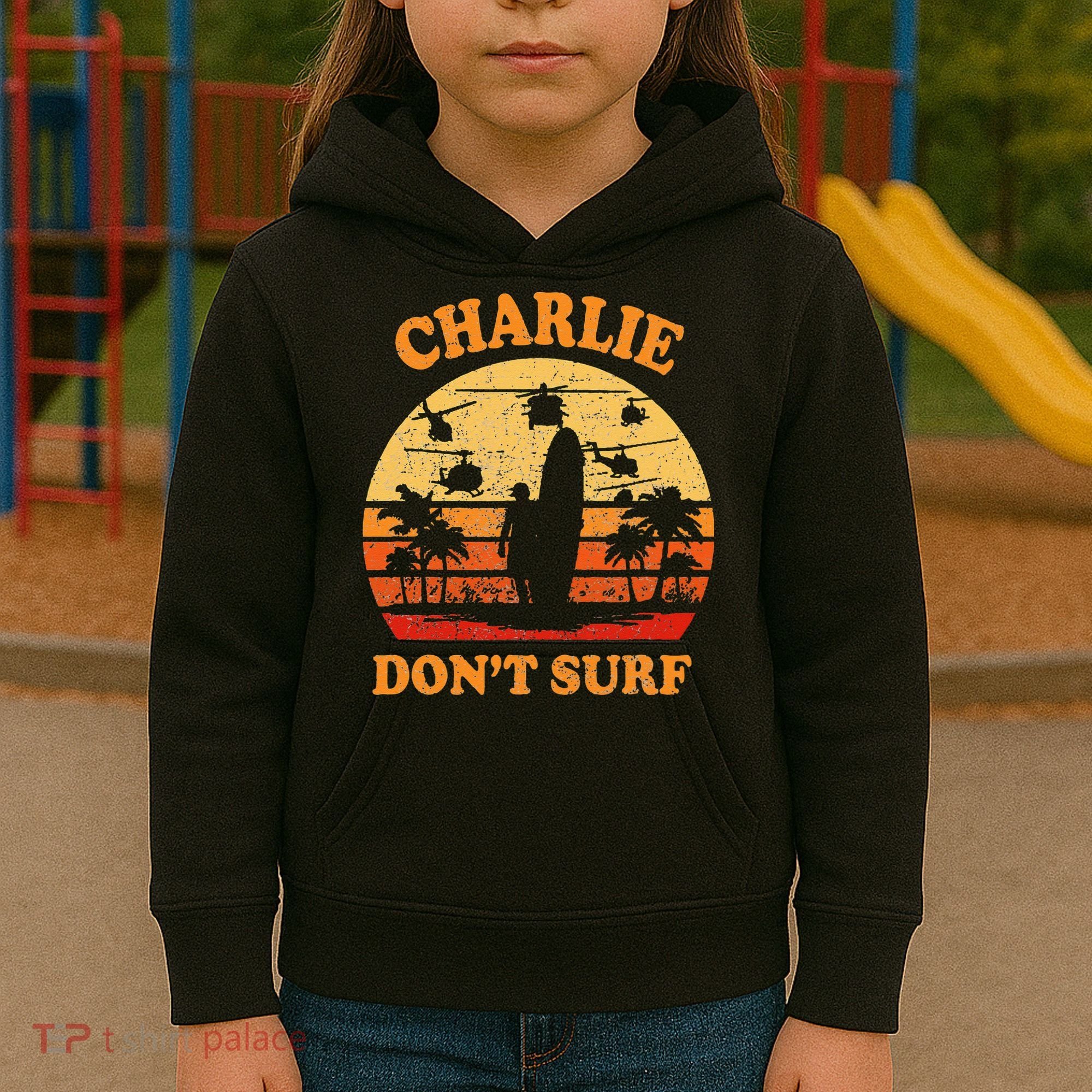 Charlie Dont Surf Military Vietnam War Surf Ops Kids Hoodie