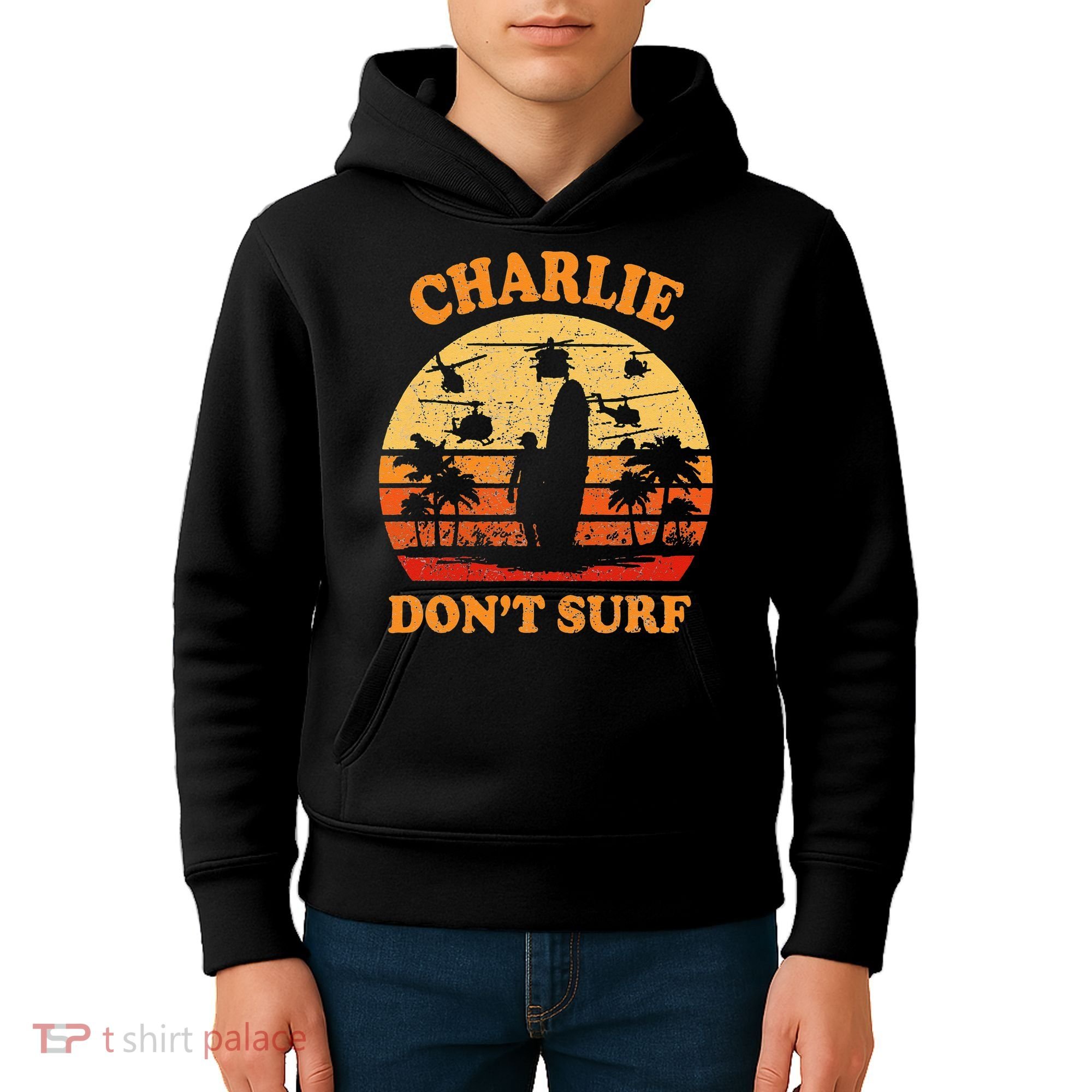 Charlie Dont Surf Military Vietnam War Surf Ops Kids Hoodie
