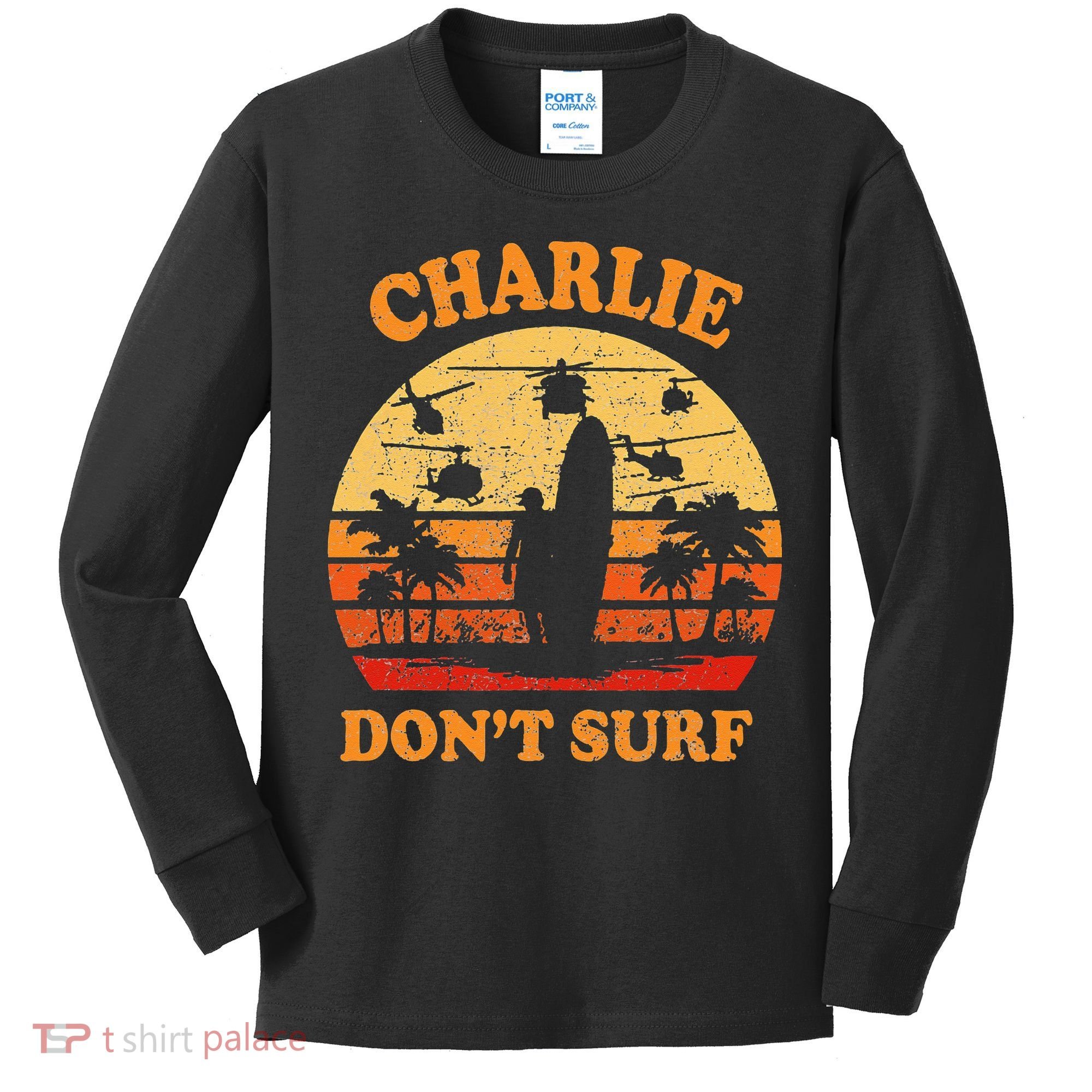 Charlie Dont Surf Military Vietnam War Surf Ops Kids Long Sleeve Shirt