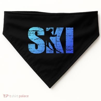 Cool Distressed Skiing Gift For Skiers USA-Made Doggie Bandana