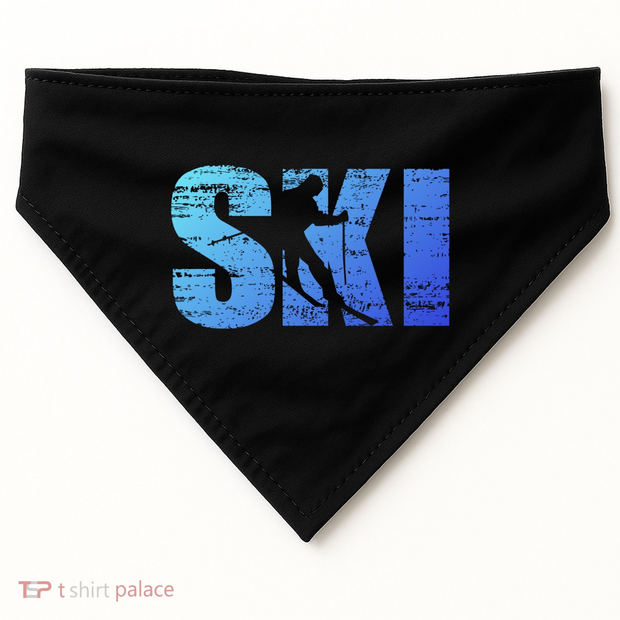 Cool Distressed Skiing Gift For Skiers USA-Made Doggie Bandana