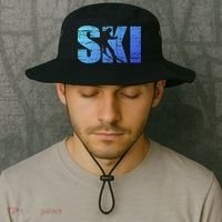 Cool Distressed Skiing Gift For Skiers Bucket Hat thumb 2