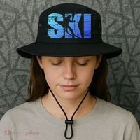 Cool Distressed Skiing Gift For Skiers Bucket Hat thumb 3