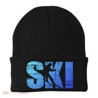 Cool Distressed Skiing Gift For Skiers Beanie thumb 0