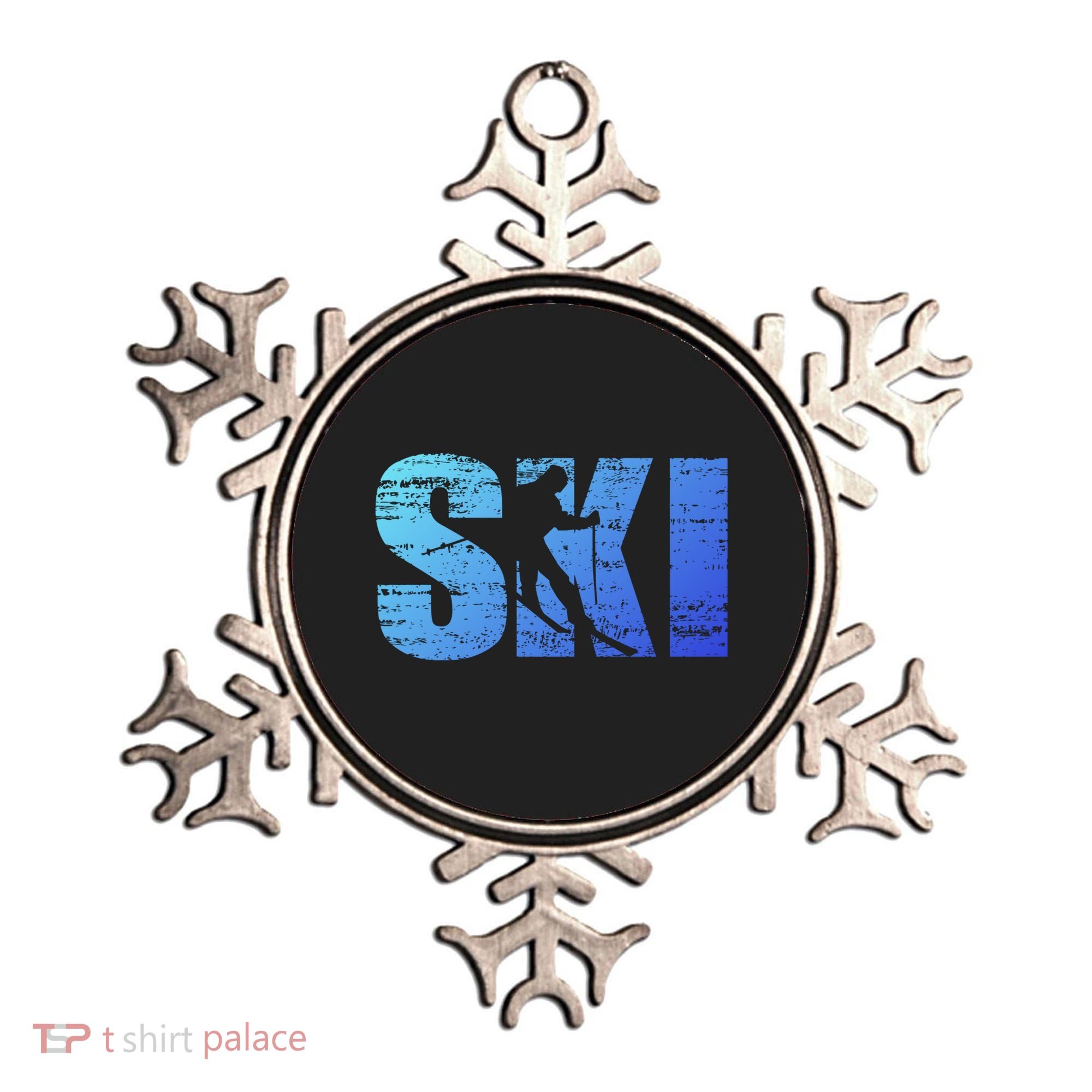 Cool Distressed Skiing Gift For Skiers Ornament
