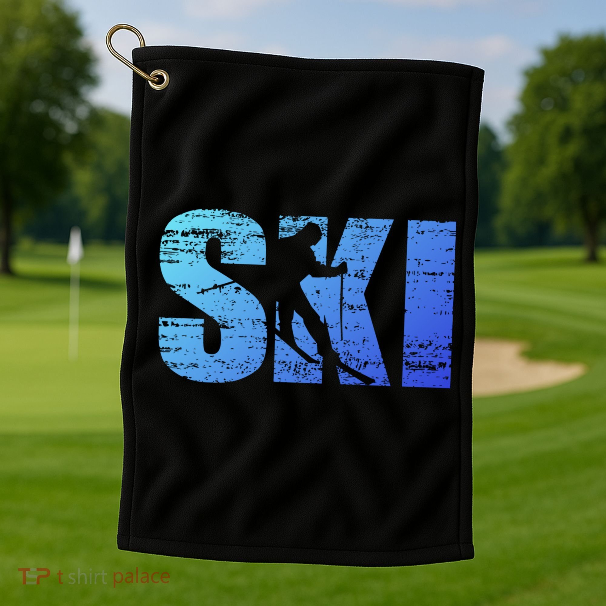 Cool Distressed Skiing Gift For Skiers Golf Towel